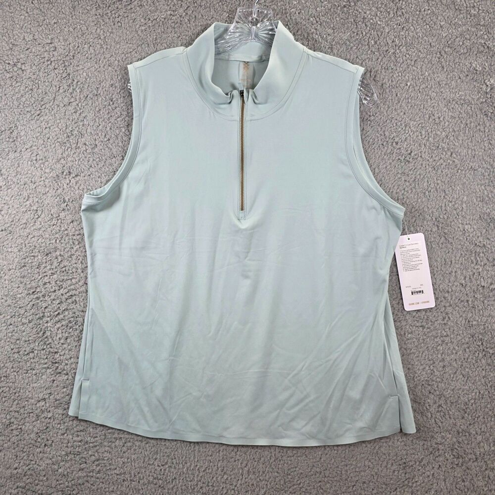 NWT Rhone Course to Court Sleeveless Zip Mock Blue Cloud Neck Pullover Size XXL
